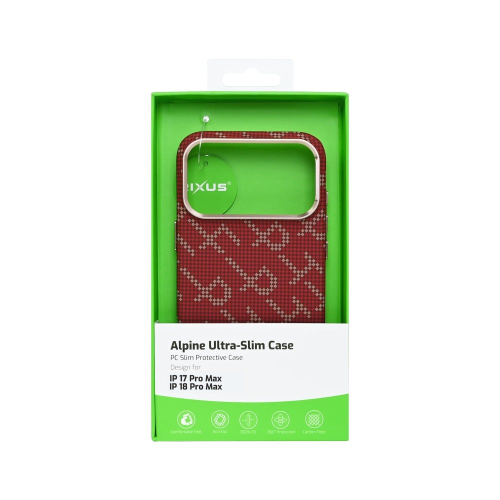 Rixus Alpine Ultra-Slim Case With MagSafe Compatible For Apple iPhone 17 Pro Max, 18 Pro Max Cherry Red